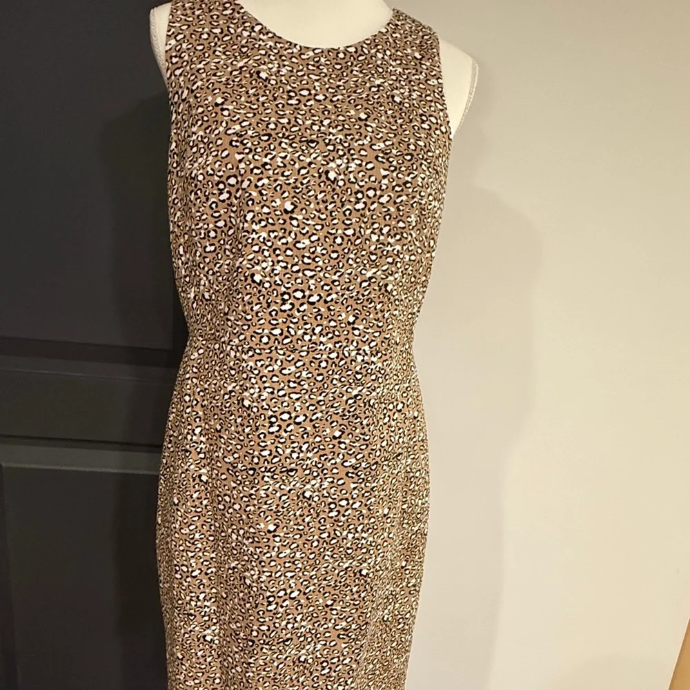 J. Crew Factory Basketweave Sheath Dress, Animal Print Women's Dress, Size 10 - Picture 13 of 14